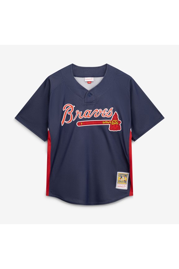 Men's Mitchell & Ness John Smoltz Navy Atlanta Braves Authentic Batting Practice Jersey