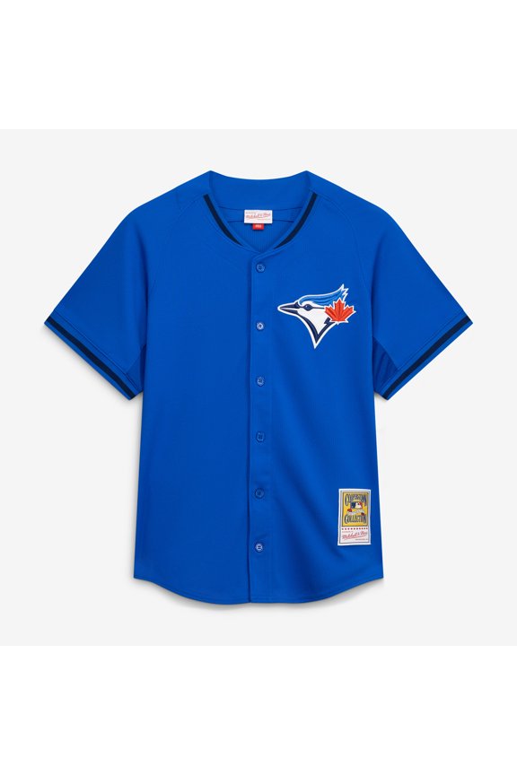 Men's-Mitchell & Ness Jose Bautista Blue Toronto Blue Jays Authentic Batting Practice Jersey