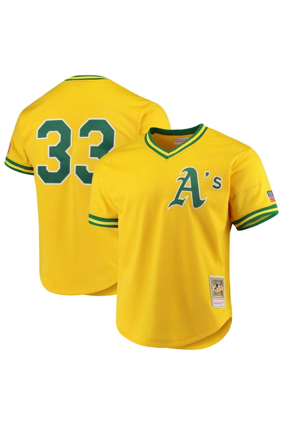 Men's Mitchell & Ness Jose Canseco Gold Athletics Cooperstown Collection Mesh Batting Practice Jersey