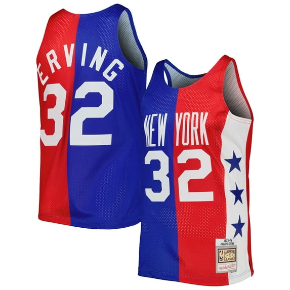 Men's Mitchell & Ness Julius Erving Blue/Red Mitchell & Ness Hardwood Classics 1973/74 Split Swingman Jersey