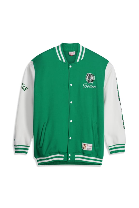 Men's Mitchell & Ness Kelly Green Boston Celtics Big & Tall Hardwood Classics Full-Snap Varsity Jacket