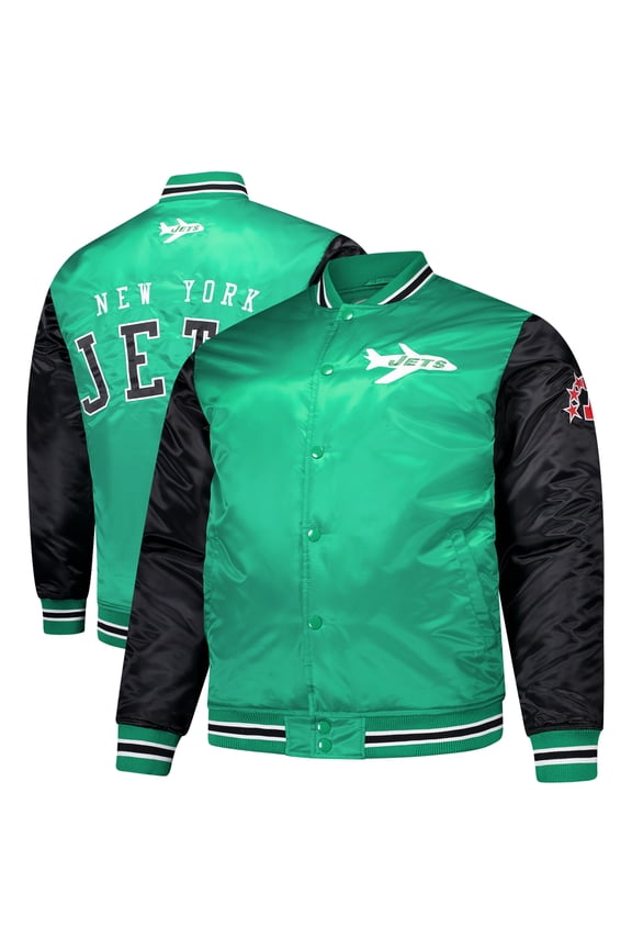 Men's Mitchell & Ness Kelly Green New York Jets Team Satin Jacket