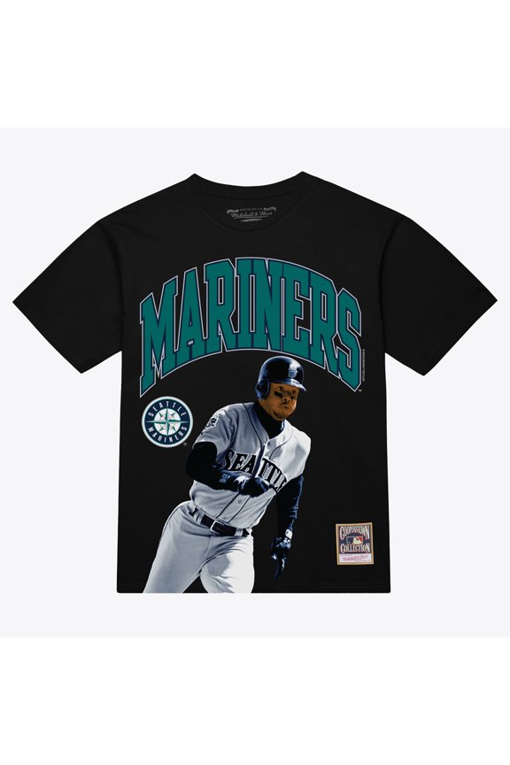 Men's Mitchell & Ness Ken Griffey Jr. Black Seattle Mariners Photo Arch Player Graphic T-Shirt