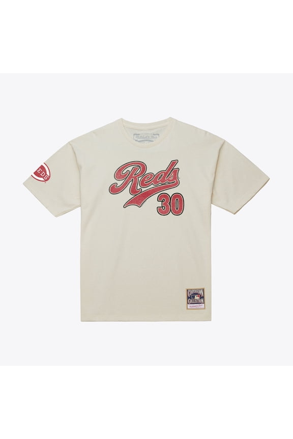 Men's Mitchell & Ness Ken Griffey Jr. Cream Cincinnati Reds Cooperstown Collection Throwback Name & Number T-Shirt
