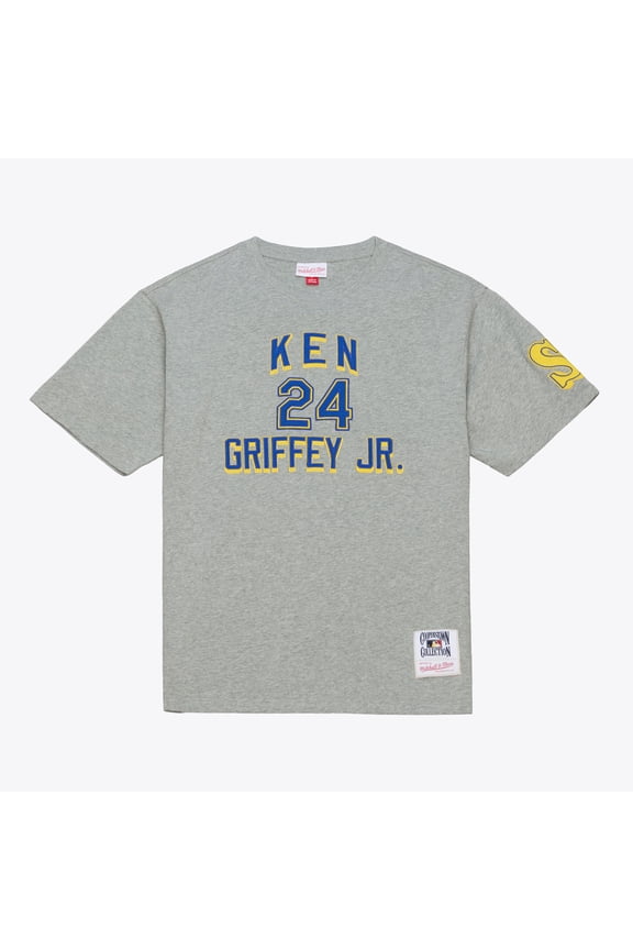 Men's Mitchell & Ness Ken Griffey Jr. Gray Seattle Mariners  Player Collection Premium T-Shirt