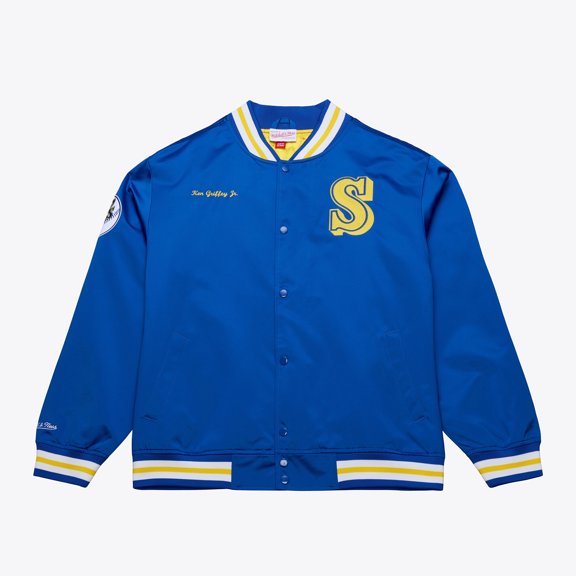 Men's Mitchell & Ness Ken Griffey Jr. Royal Seattle Mariners Legends Collection Lightweight Satin Full-Snap Jacket
