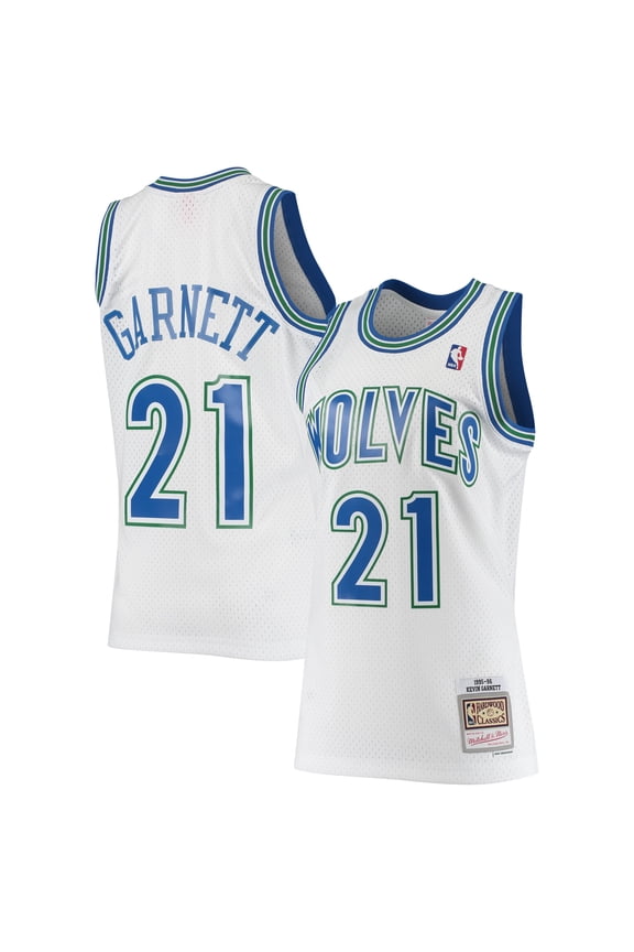 Men's Mitchell & Ness Kevin Garnett White Minnesota Timberwolves 1995/96 Hardwood Classics Swingman Jersey