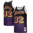 thumbnail image 1 of Men's Mitchell & Ness Magic Johnson Purple/Black Los Angeles Lakers 1984/85 Hardwood Classics Fadeaway Swingman Player, 1 of 5