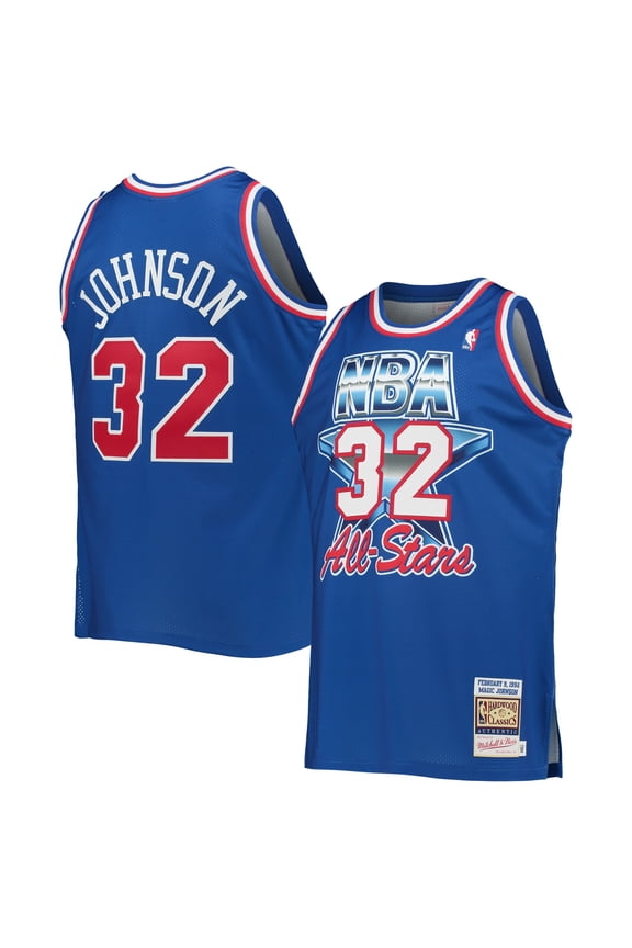 Men's Mitchell & Ness Magic Johnson Royal Western Conference Hardwood Classics 1992 NBA All-Star Game Authentic Jersey
