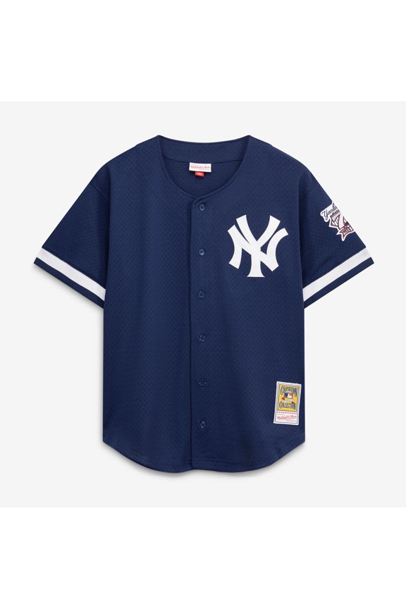 Men's Mitchell & Ness Mariano Rivera Navy New York Yankees Cooperstown Collection Mesh Batting Practice Button-Up Jersey