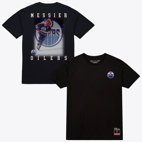 Men's Mitchell & Ness Mark Messier Black Edmonton Oilers Photo T-Shirt