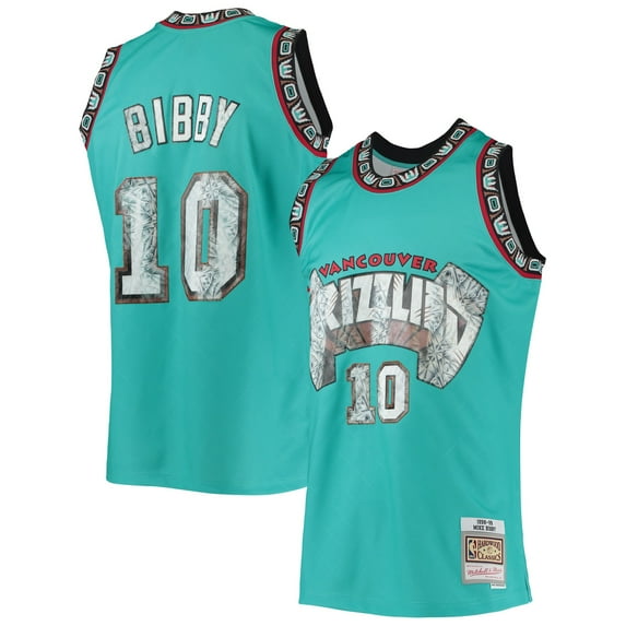Men's Mitchell & Ness Mike Bibby Turquoise Vancouver Grizzlies 1996/97 Hardwood Classics NBA 75th Anniversary Diamond