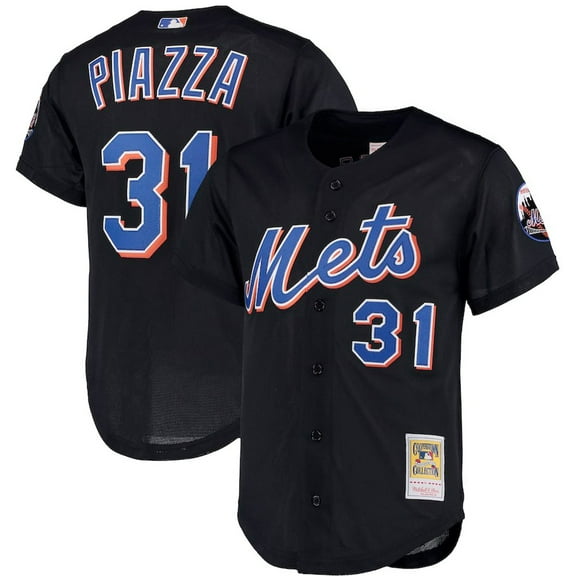 Men's Mitchell & Ness Mike Piazza Black New York Mets Big & Tall Cooperstown Mesh Batting Practice Jersey