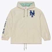 Mens Mitchell & Ness Mike Piazza Cream New York Mets Full-Snap Yacht Rock Name & Number Hooded Coachs Jacket