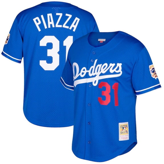 Men's Mitchell & Ness Mike Piazza Royal Los Angeles Dodgers Big & Tall Cooperstown Mesh Batting Practice Jersey