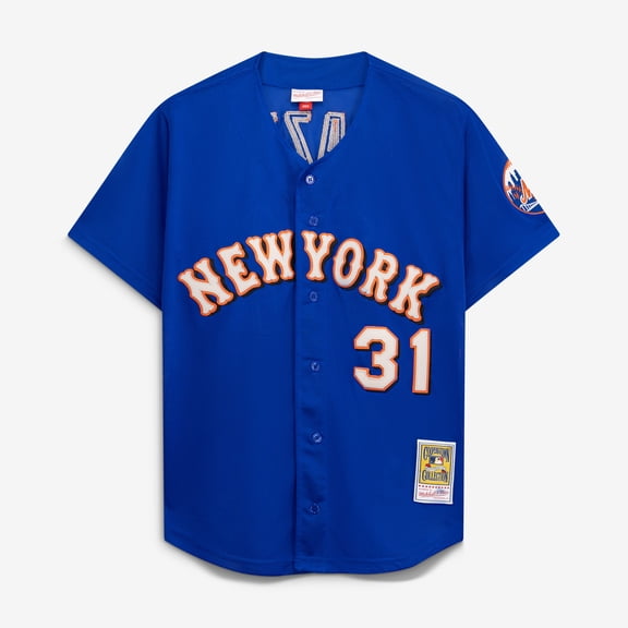Men's Mitchell & Ness Mike Piazza Royal New York Mets Cooperstown Collection Mesh Batting Practice Button-Up Jersey