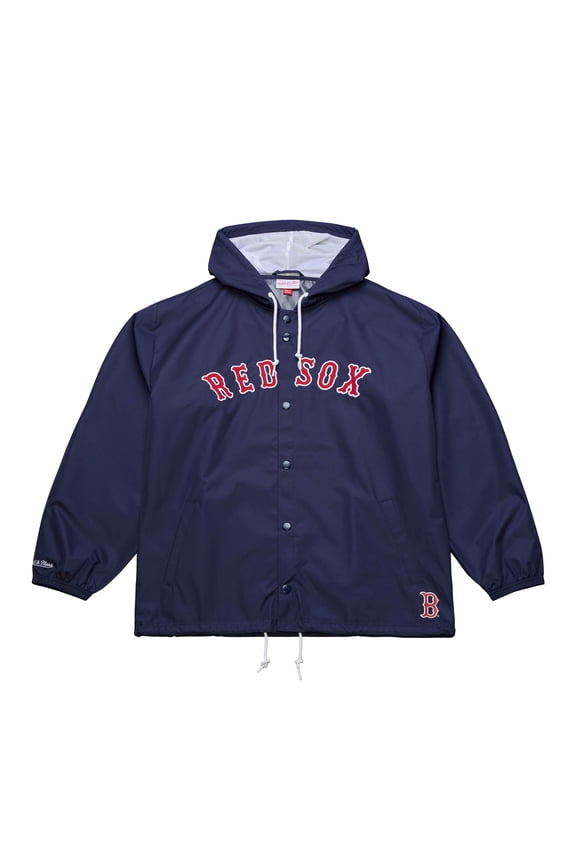 Men's Mitchell & Ness  Navy Boston Red Sox Full-Snap Hooded Coaches Jacket