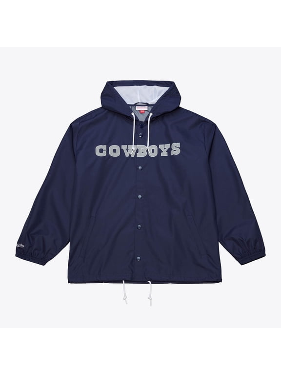 Men's Mitchell & Ness Navy Dallas Cowboys Full-Snap Hooded Coaches Jacket