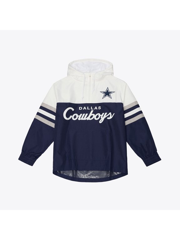 Men's Mitchell & Ness Navy Dallas Cowboys Head Coach Anorak Quarter-Zip Windbreaker Jacket