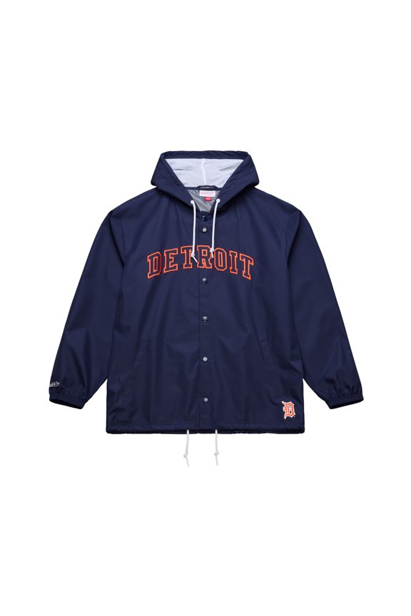 Men's Mitchell & Ness  Navy Detroit Tigers Full-Snap Hooded Coaches Jacket