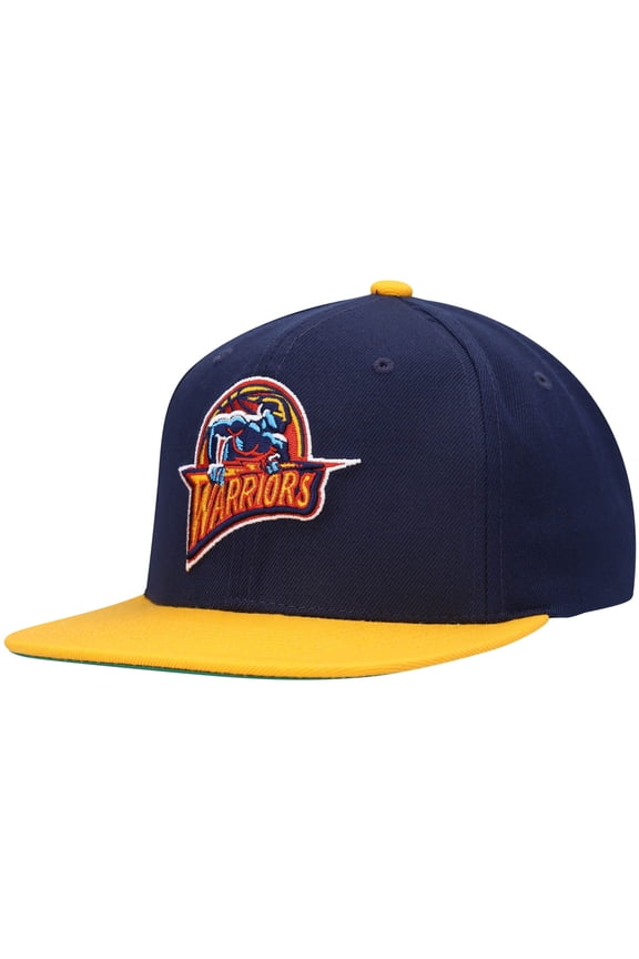 Men's Mitchell & Ness Navy/Gold Golden State Warriors Hardwood Classics Team Two-Tone 2.0 Snapback Hat