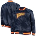 thumbnail image 1 of Men's Mitchell & Ness Navy Golden State Warriors Big & Tall Hardwood Classics Raglan Satin Full-Snap Jacket, 1 of 4
