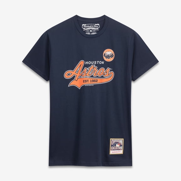 Men's Mitchell & Ness Navy Houston Astros Script Sweep Arch T-Shirt