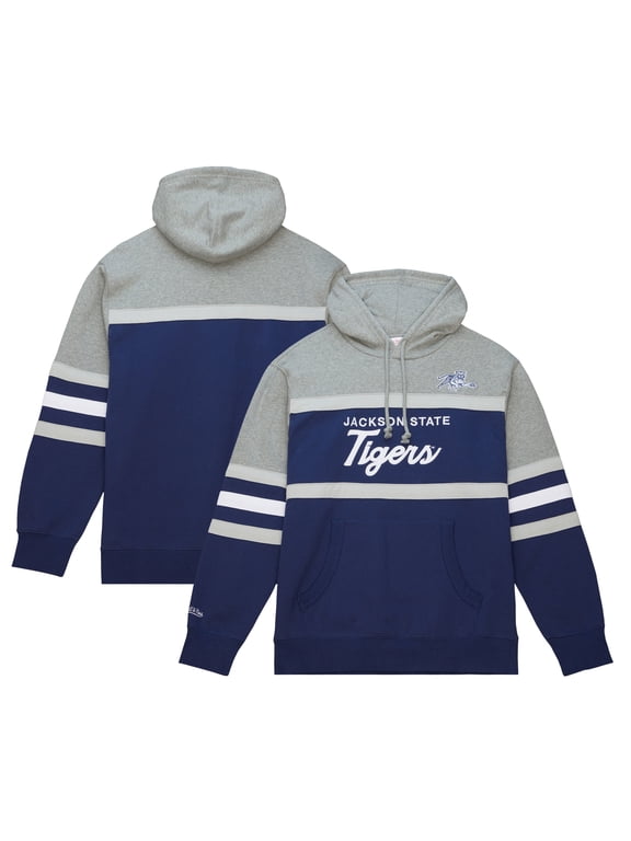 Men's Mitchell & Ness Navy Jackson State Tigers Head Coach Pullover Hoodie