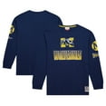 thumbnail image 1 of Men's Mitchell & Ness Navy Michigan Wolverines Throwback Allover Long Sleeve T-Shirt, 1 of 5