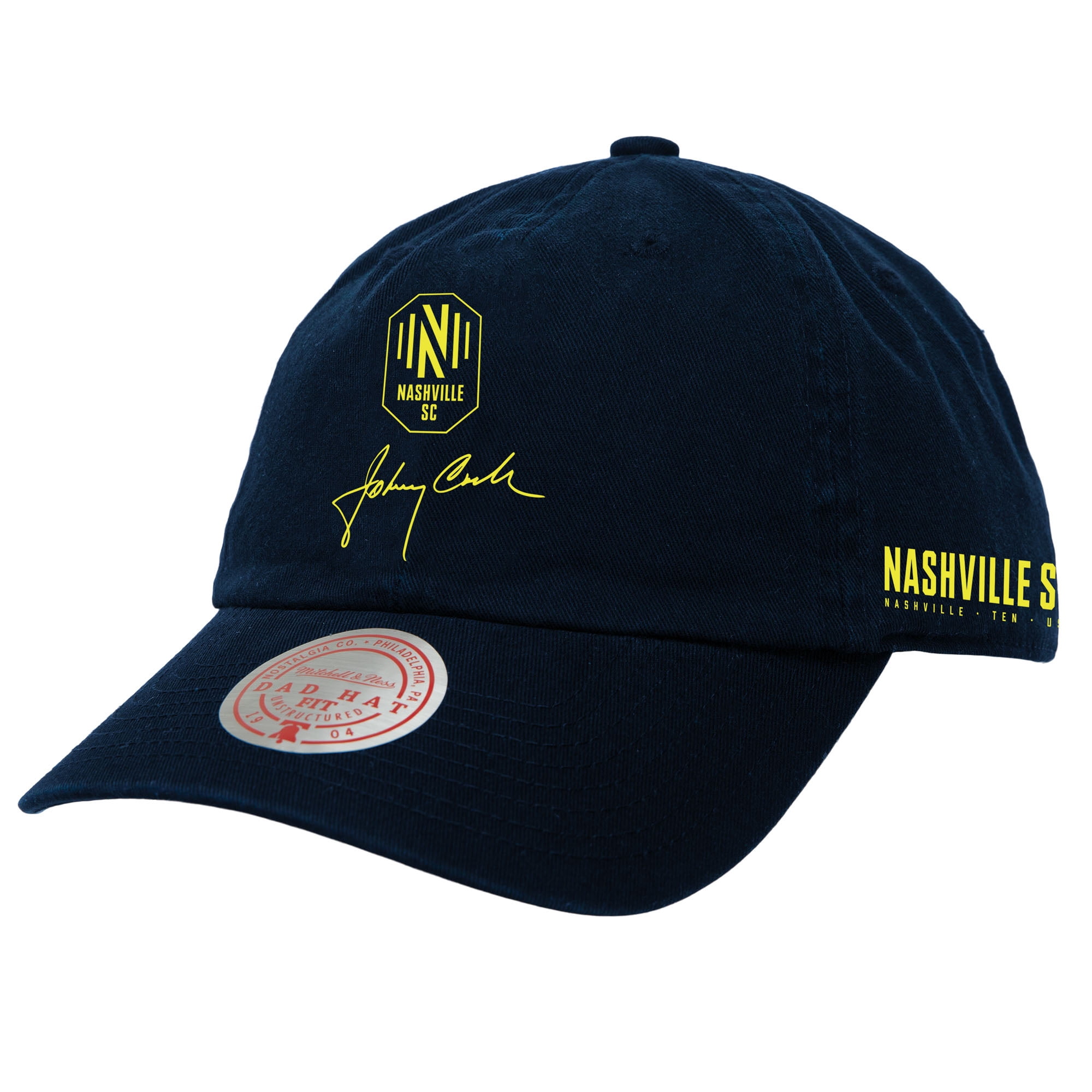 Men's Mitchell \u0026 Ness Navy Nashville SC x Johnny Cash Adjustable Dad Hat