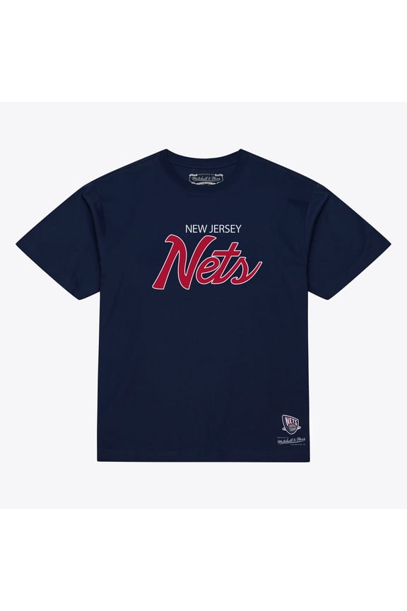 Men's Mitchell & Ness Navy New Jersey Nets Vintage Wordmark T-Shirt
