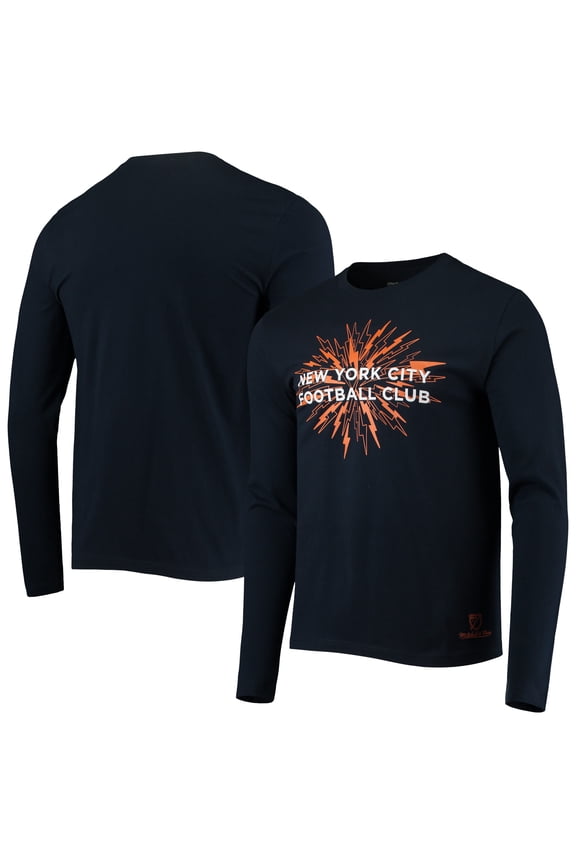 Men's Mitchell & Ness Navy New York City FC For The City Long Sleeve T-Shirt