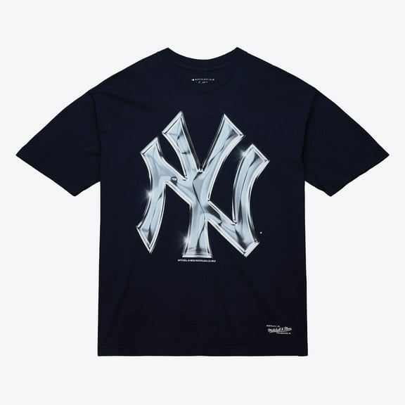 Men's Mitchell & Ness  Navy New York Yankees Liquid Chrome T-Shirt