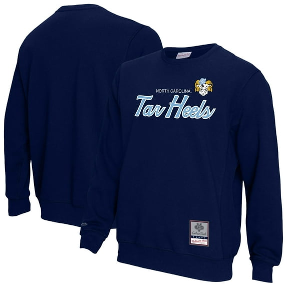Men's Mitchell & Ness Navy North Carolina Tar Heels Elite Script Pullover Sweatshirt