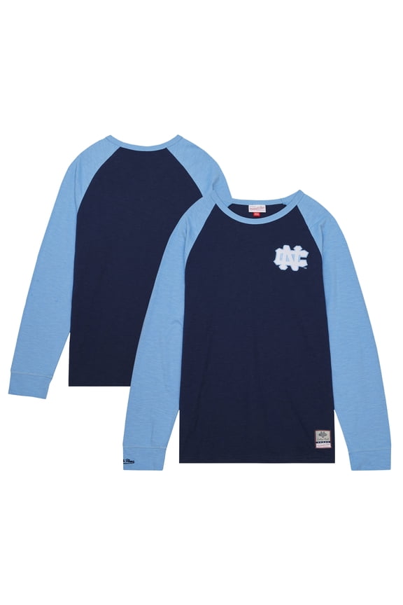 Men's Mitchell & Ness Navy North Carolina Tar Heels Legendary Slub Raglan Long Sleeve T-Shirt