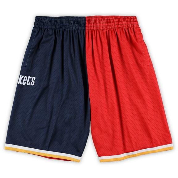 Men's Mitchell & Ness Navy/Red Houston Rockets Big & Tall Hardwood Classics Split Swingman Shorts