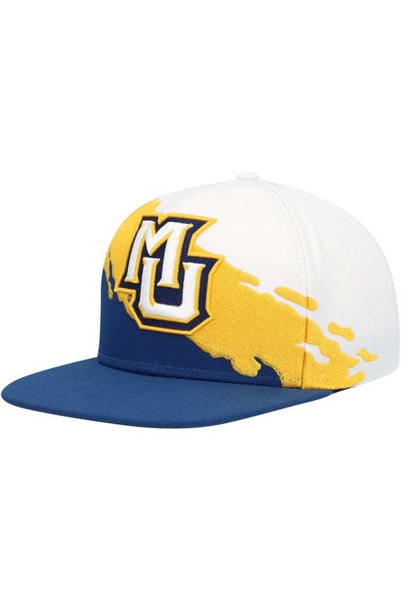 Men's Mitchell & Ness Navy/White Marquette Golden Eagles Paintbrush Snapback Hat