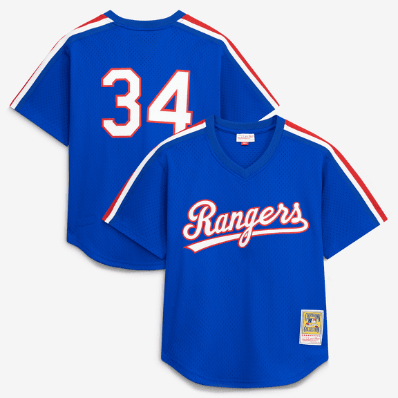 Men's Mitchell & Ness Nolan Ryan Royal Texas Rangers Authentic Batting Practice Jersey