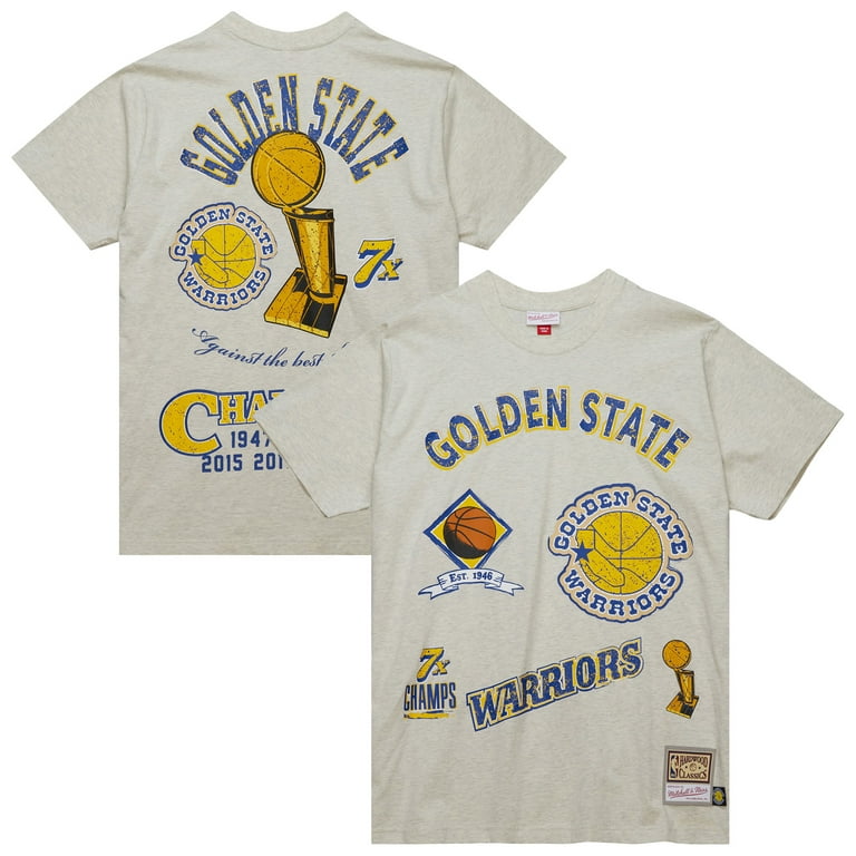 Men's Mitchell Ness Oatmeal Golden State Warriors Hardwood