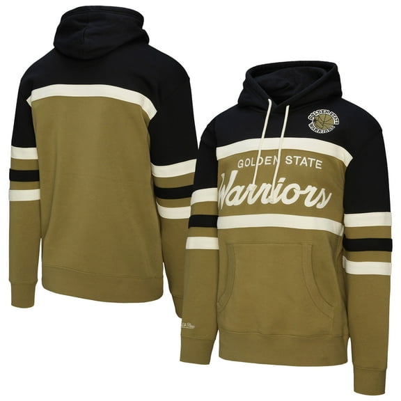 Men's Mitchell & Ness Olive/Black Golden State Warriors Double Clutch Head Coach Hoodie