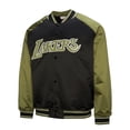thumbnail image 1 of Men's Mitchell & Ness Olive/Black Los Angeles Lakers Clutch Satin Raglan Full-Snap Jacket, 1 of 5