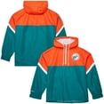 thumbnail image 1 of Men's Mitchell & Ness Orange/Aqua Miami Dolphins Tie Breaker Vintage Logo Lightweight Anorak Half-Zip Windbreaker, 1 of 5