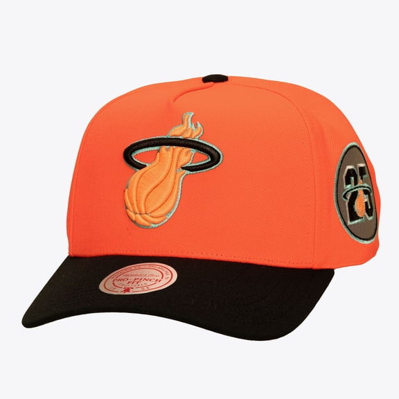 Men's Mitchell & Ness Orange/Black Miami Heat In the City Pro Pinch Snapback Hat