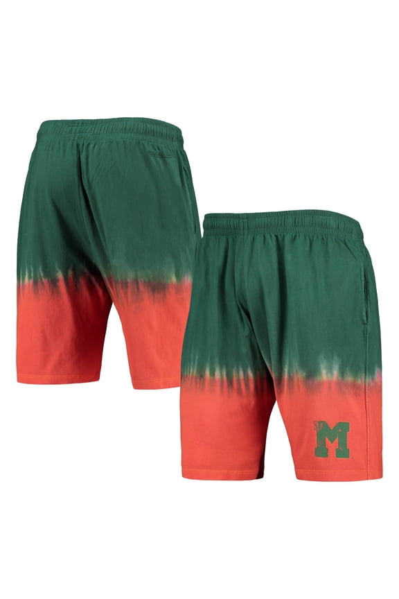 Men's Mitchell & Ness Orange/Green Miami Hurricanes Tie-Dye Shorts