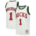 thumbnail image 1 of Men's-Mitchell & Ness Oscar Robertson White Milwaukee Bucks Hardwood Classics Swingman Jersey, 1 of 6