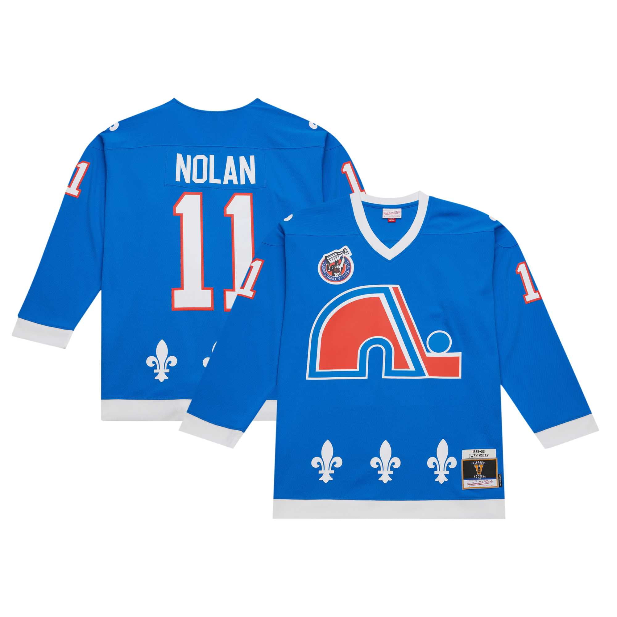 Men's Mitchell Ness Owen Nolan Blue Quebec Nordiques 1992/93