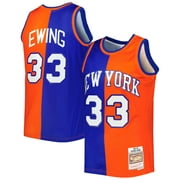 Men's Mitchell & Ness Patrick Ewing Blue/Orange New York Knicks Hardwood Classics 1991/92 Split Swingman Jersey