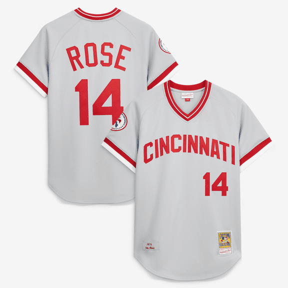 Men's Mitchell & Ness Pete Rose Gray Cincinnati Reds 1976 Authentic Jersey
