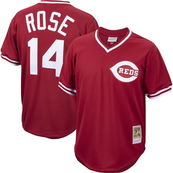 Men's Mitchell & Ness Pete Rose Red Cincinnati Reds Authentic Batting Practice Jersey
