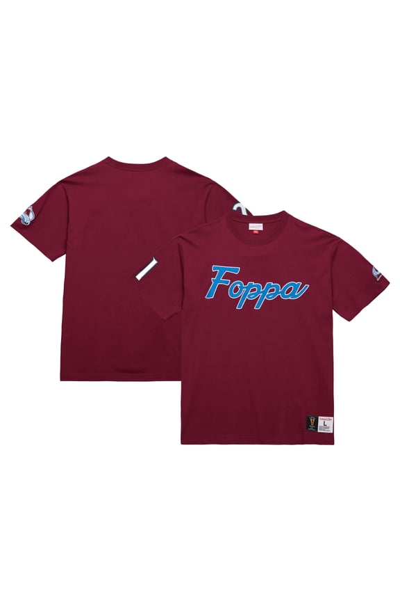 Men's Mitchell & Ness Peter Forsberg Burgundy Colorado Avalanche Premium Nickname Vintage Logo T-Shirt